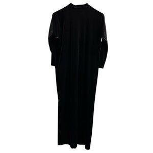 BYRD Dress Women XS‎ Black Velvet Velour Sheath Maxi High Neck Whimsigoth Witchy